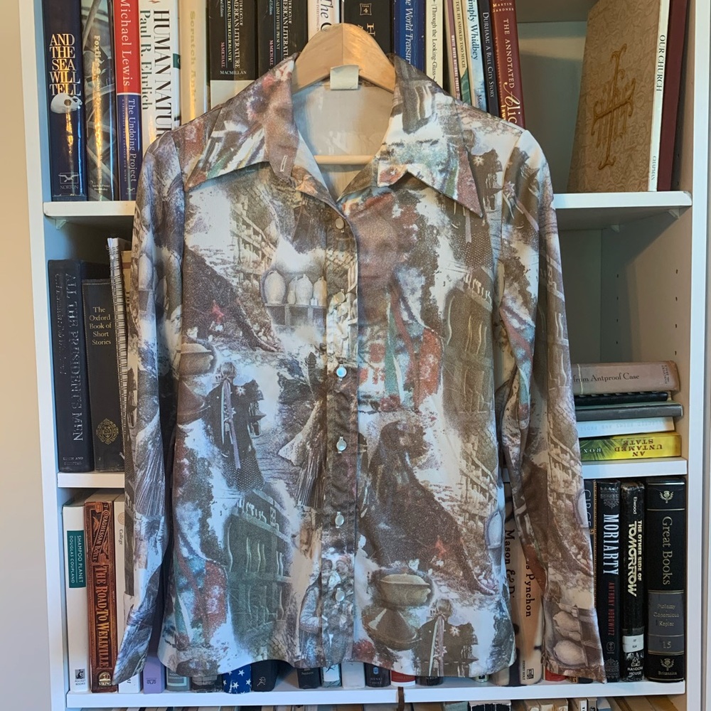 Vintage 1970s Photo Fabric Collage Shirt